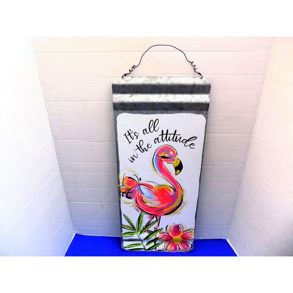 NEW Metal Flamingo Its All In The Attitude Wall Art - Picture 1 of 4